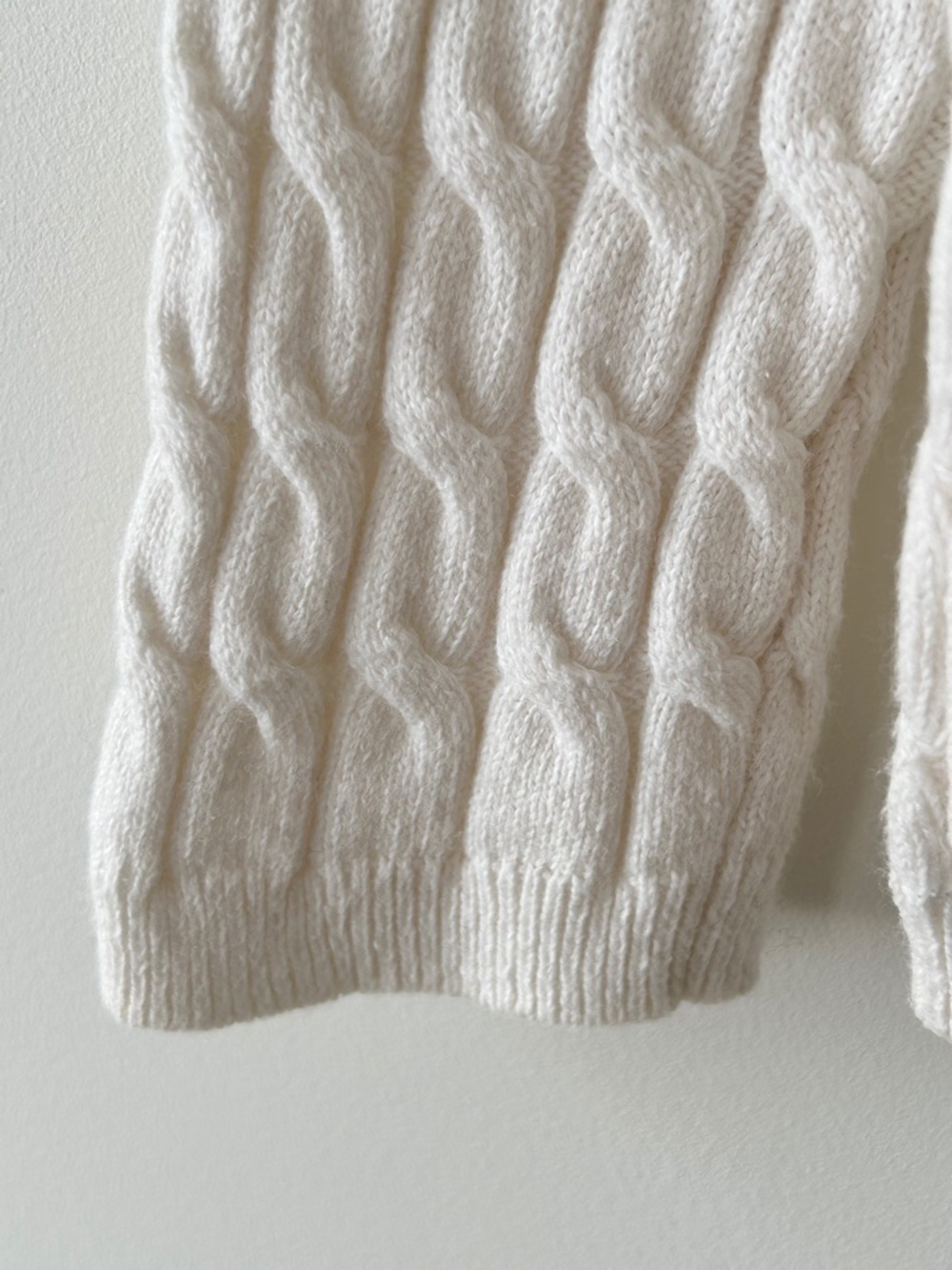 Nordstrom Cream White Organic Cotton & Merino Wool Cable Knit Crewneck Sweater - Picture 6 of 16